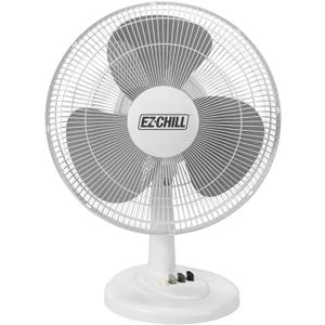 EZ-CHILL 16 Oscillating Table Fan with Adjustable Tilt, Convenient Push Button Controls, Quiet, 3 Speed, Desk Fan, Airflow 15.75 ft/sec, Ideal for Home, Bedroom, Dorm & Office, MTFD-16