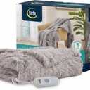 Serta Mila Shaggy Heated Throw Blanket - Soft Faux Fur Heated Blanket, Fast Heating, Auto Shut Off Timer, Low EMF, 5 Heat Setting, ETL Certified, Machine Washable Electric Blanket, Ash Grey 50"x60"