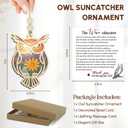 OASSIE Christmas Teacher Gifts for Women - Owl Suncatcher Ornament with Card - Graduation Teacher Appreciation Gifts from Student, Thank You Gift, Hanging Decor Ornaments for Tree, Owl Gift for Women