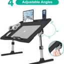 KLEAR Foldable Laptop Bed Tray Desk, Adjustable Laptop Bed Table with Heights and Angles, Upgraded-Sturdy Laptop Lap Desk for Bed/Sofa/Couch/Floor, Lap Tablet Desk (NO Drawer,Black)