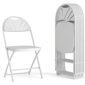 Flash Furniture Hercules Series Plastic Folding Chairs with Carrying Handle, Lightweight Commercial Event Seats 650-lb. Static Weight Capacity, Set of 8, White