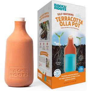 Back to the Roots Self-Watering Terracotta Olla Pot, 700mL Provides 1 Week of Precision Watering (Small)