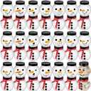 48 Pcs Plastic Candy Jars for Christmas Party Favors Snowman Christmas Candy Jars with Lids,Stickers,Ribbon Clear Xmas Cookie Jar Container Chocolate Storage Jar for Marshmallow Gift