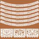 TaoBary 6 Pack White Mexican Papel Picado 118 Feet Mexican Wedding Party Banner Cielito Lindo Party Decoration Dia De Los Muertos Decor Fiesta Banner for Mexico Wedding Supplies (Cielito Lindo)