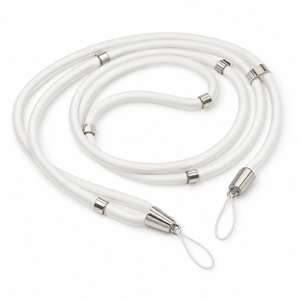 White Phone Wrist Strap / Neck Lanyard with Metal Attachments
