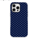 Trendy Cute Hybrid 2 Layer Navy Blue Polka Dot Phone Case for iPhone 13,Navy