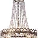 Wellmet Crystal Chandelier Lights, 9 Lights French Empire Chandelier Lighting High Ceiling Hanging Pendant Light Fixture for Dining Living Room Foyer Kitchen Bedroom, Antique Bronze 19.69'' W