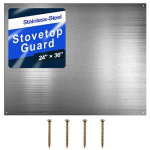 Pelopy 24 by 36 Inch Reversible Stainless Steel Backsplash Metal Backsplash Kitchen Stove Behind Metal Sheet Panels with 4 Pre Drilled Holes and Screws for Wall Protector(1 Pack)