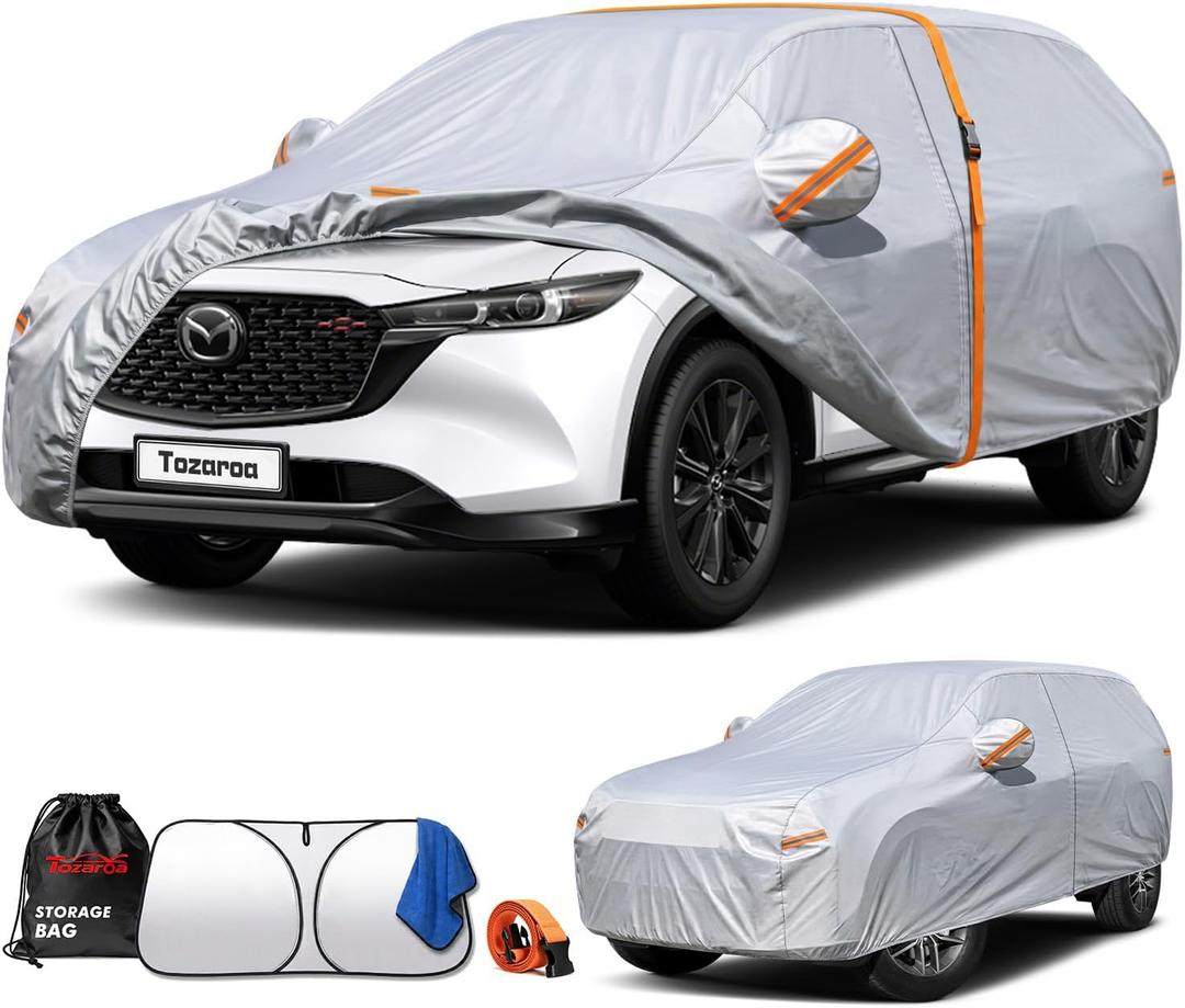 Car Cover Waterproof All-Weather,Heavy-Duty Outdoor Full Exterior Automobiles SUV(Length up to 181 inch) with Windshield Sun Shade Universal Fit Subaru CrossTrek,Audi Q3,Soul,Element etc