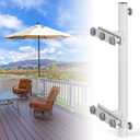 304 Stainless Steel Umbrella Holder for Deck Railing, Heavy-Duty Patio Umbrella Mount, Easy Installation Adjustable Outdoor Umbrellas Base(Grille, White), 5.9 Inches X 24 Inches X 3.5 Inches