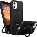 Soft Liquid Silicone Case for iPhone 12/12 Pro with Magnetic Invisible Stand, Military Grade Shockproof Protection, Anti-Scratch Microfiber Lining Covers for iPhone 12/12 Pro, Black