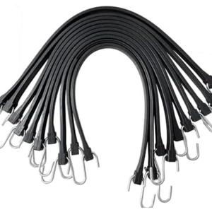 HOXWELL 15" Rubber Bungee Cords with Hooks, Heavy Duty EPDM Bungee Cord with 150% Max Stretch, Heavy Duty Bungee Straps for Securing Tarps, Canvases, Cargo, Motorcycle, Weatherproof, Pack of 10