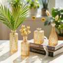 12 Pcs Clear Bud Vases Set, Small Vintage Glass Clear Bud Flower Vases Bulk Multiple Shape Cute Mini Glass Bottles Vases for Rustic Wedding Centerpieces Table Decorations and Home Decor (12, Gold)