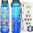 National Parks Water Bottle with 63 Waterproof Stickers & Carry Strap, Durable Plastic Water Bottle 32oz Hiking Water Bottles for Travel, Camping, Gifts for Kids, Men, Women Tritan, BPA Free