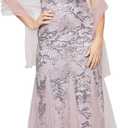 Alex Evenings Women's Long Fit and Flare Mother of The Bride Dress with Godet Detail (6, Wisteria)