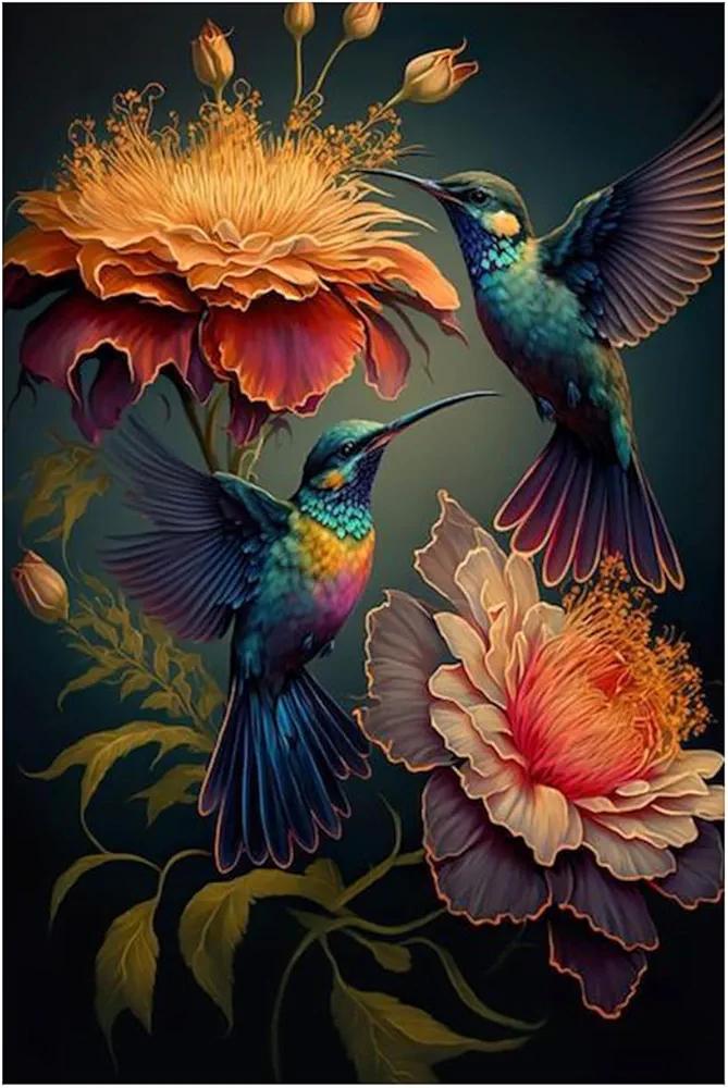 SnowSky Christmas Hummingbird Wall Art, Ornament, Acrylic Mural for Hummingbird Lovers, Suitable for Garden, Office, Bedroom, Living Room, Hallway, 17.71" x 11.81" 
