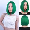 PATTNIUM Green Wig for Women Green Bob Wig Dark Green Wigs Short Straight Bob Middle Part Heat Resistant Synthetic 12 '' Wigs