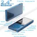 64GB MP3 Player with Bluetooth 5.3, Color Screen 2.4", Music Player with HiFi Sound, MP3 Players Built in HD Speaker Voice Recorder E-Book, Expanded Up to 128GB, Earphone Included, for Sports Runner