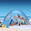 COVACURE 2026 New Upgraded Beach Tent Sun Shelter for 3-4 Person - UPF 50+ UV Protection Beach Shade, Waterproof & Lightweight, Easy Setup Portable Sun Canopy for Camping, Fishing, Beach(Blue)
