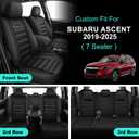 IKABEVEM 1:1 Custom Car Seat Covers Fit for Subaru Ascent 2019-2025 2026 Full Set 7 Seats Custom Seat Covers Waterproof Faux Leather Car Seat Protectors Compatible with Airbags (7 Seat, Black)