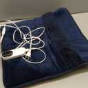 Double Sided Electric Foot Warmer for Men and Women with LCD Display & Non-Slip,Fast Heating Pad with Overheat Protection&Machine Washable, 10 ft Cord Foot Warmer Under Desk,Bed, Office,Home,Navy