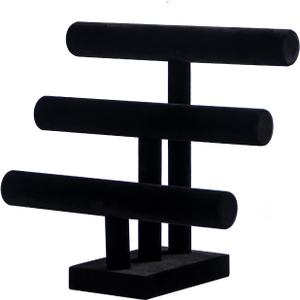 3 Tier Bracelet Holder,Bracelet Display Stand,Black Velvet Jewelry Organizer Displays for Necklace Scrunchies Watches Hair Ties.