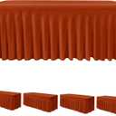 HolidayIdeas 4 Pack Spandex Table Skirts for 6 Foot Rectangle Table, Bulk Fitted 30x72 Inch Stretch Covers for Banquets, Craft Fairs, Rust