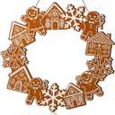 Jetec Christmas Gingerbread Wreath 11.8inch Christmas Front Door Decor Wooden Gingerbread Man and House Snowflakes Door Hanger Rustic Wall Decoration for Xmas Holiday Garden Yard Window