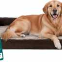 FurHaven Orthopedic Dog Bed for Large Dogs, L-Shaped Chaise Mattress with Orthopedic Egg Crate with a Solid Orthopedic Foam Base for Joint Support, Washable Cover, Jumbo XL, Faux Fur & Suede, Espresso