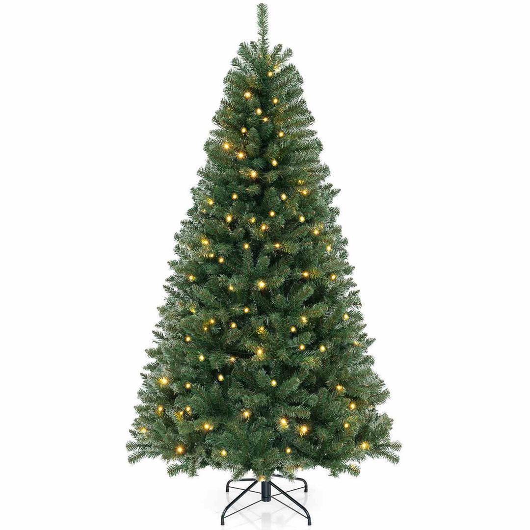 PRE-LIT CHRISTMAS TREE ARTIFICIAL XMAS DECOR W/8 LIGHTING
