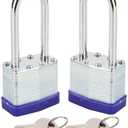 SEPOX® Twins Keyed-Alike Padlock, Reinforced Laminated Steel Body 1-9/16" 40MM, Robust Hardened-Steel Long-Shackle, Pack of 2-Pcs Lock, 4-Pcs Same Keys, Ideal for Locker-Lock & Tool-Box