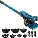 VEVOR Pipe Tube Bender, 3/8" to 1" Manual Pipe Tube Bender, with 7 Dies, Heavy Duty Tube Bender Tubing of Steel Metal Copper, for Repair Shops, Blue