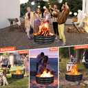 YSEJOMP 60 Inch Round Galvanized Fire Pit Ring/Fire Ring - Foldable and Perfect for Outdoor Gatherings and Campfires in The Yard/Garden/Park/Beach (Black+Gray, 5 FT Diameter+1 FT Tall)