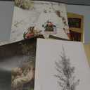 TwoDays Vintage Christmas Wall Art, Moody Winter Xmas Aesthetic Poster for Room Decor, Santa Reindeer Pine Tree Gallery Painting Artwork Prints. (Multi Sizes, 8" X 10" Largest, Set of 12, UNFRAMED)