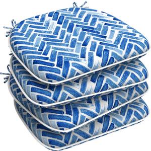 LVTXIII Indoor/Outdoor Chair Cushions Seat Cushions with Ties, Patio Chair Pads D16xW17 Inch for Patio Furniture Garden Home Office Decoration 4 Pack, Blue Bricks