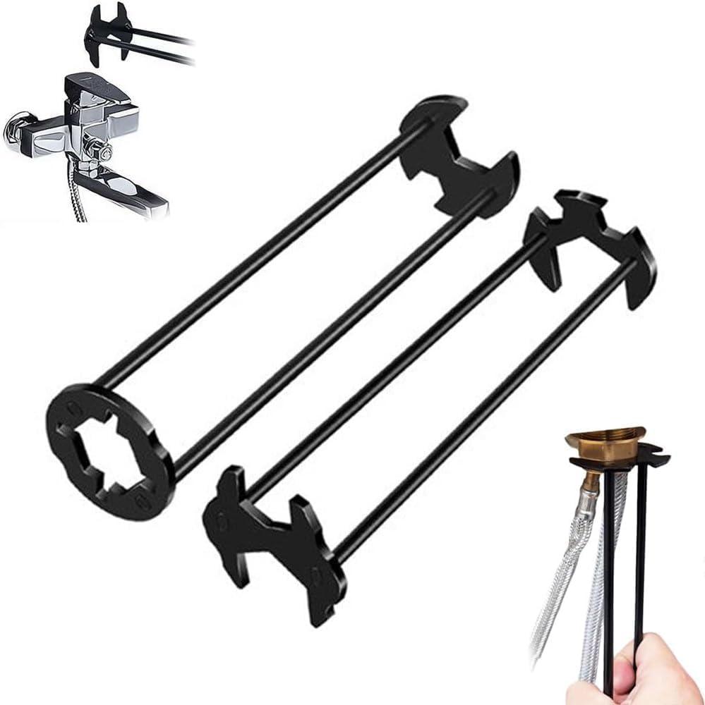 2 Pcs Multifunctional Sink Wrench, 2026 New Sink Wrench Faucet Tool Plumbing Tool, Under BasinSink FaucetWrench Tight Spaces for Kitchen and Bathroom