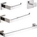 VELIMAX Premium Stainless Steel 4 Pieces Bathroom Hardware Accessories Set Wall Mounted Towel Bar Set, Polished, 24-Inch