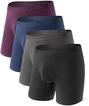 DAVID ARCHY Men's Modal Underwear Boxer Briefs & Trunks, Breathable Soft Anti-Chafe Comfort, Dual Pouch Support, 3 or 4 Pack Large