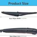 2 x Rear Window Wiper Arm & Blade Replacement for Jeep Renegade 2015-2021 Rear Windshield Wiper Arm & Blade, Factory OE Style Rear Window Wiper Arm Blade Set, Replacement OEM: 68256590AA