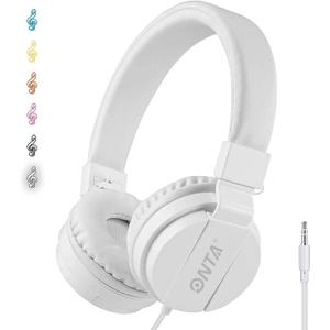 ONTA Kids Headphones for Boys Girls - Child Student Headset Wired plug Toddler Earphones School Teen on Ear for Ipad | Computer | Smart phone | Amazon Fire Tablet | Laptop | Plane Travel | Game, white