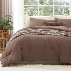 WRENSONGE Oversized Queen Comforter Set - 3 Pieces Prewashed Brown Comforter Soft Lightweight for All Seasons,Down Alternative Comforters Oversized Queen Size with 2 Pillow Shams