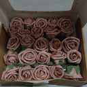 Ling's moment Artificial Flowers 1.5" and 2" Dusty Rose 25pcs Realistic Rose Buds and Petite Roses w/Stem for DIY Wedding Bouquets Centerpieces Boutonniere Corsages Flower Decorations