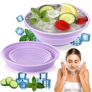 XANGNIER Face Bowl for Ice  Collapsible Silicone Facial Ice Bath Bowl for Cold Plunge Therapy, Skin Tightening & Acne Relief  Portable Spa Tool for Home & Travel, Purple