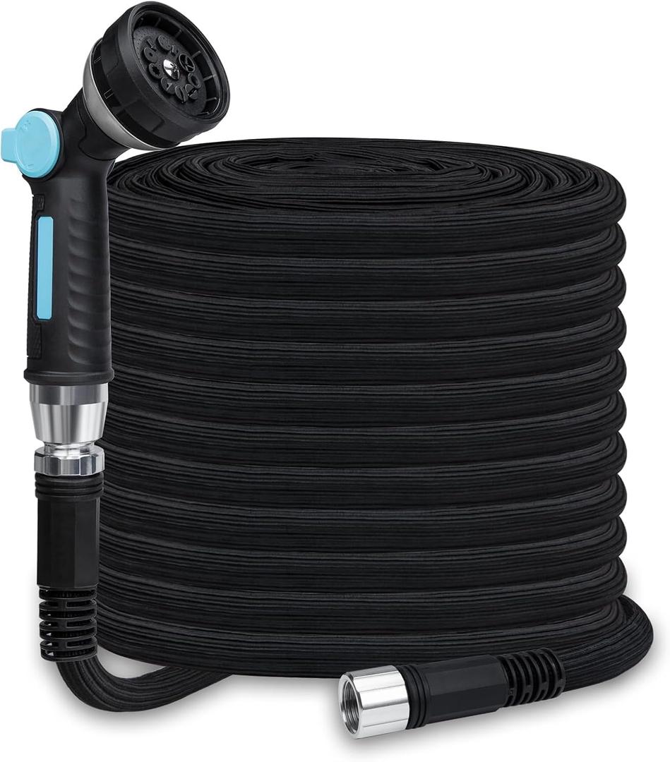 Garden Hose 100 ft, Water Hose with 10 Function Hose Nozzle, Ultra-Light & Flexible Hose for Yard, 3/4 GHT