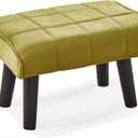 Wimarsbon Small Foot Stool Ottoman Modern Accent Step Stool Seat with Solid Wood Legs Velvet Soft Padded Pouf Ottomans Sofa Footrest Stools 16 inch for Couch Living Room Entryway Green