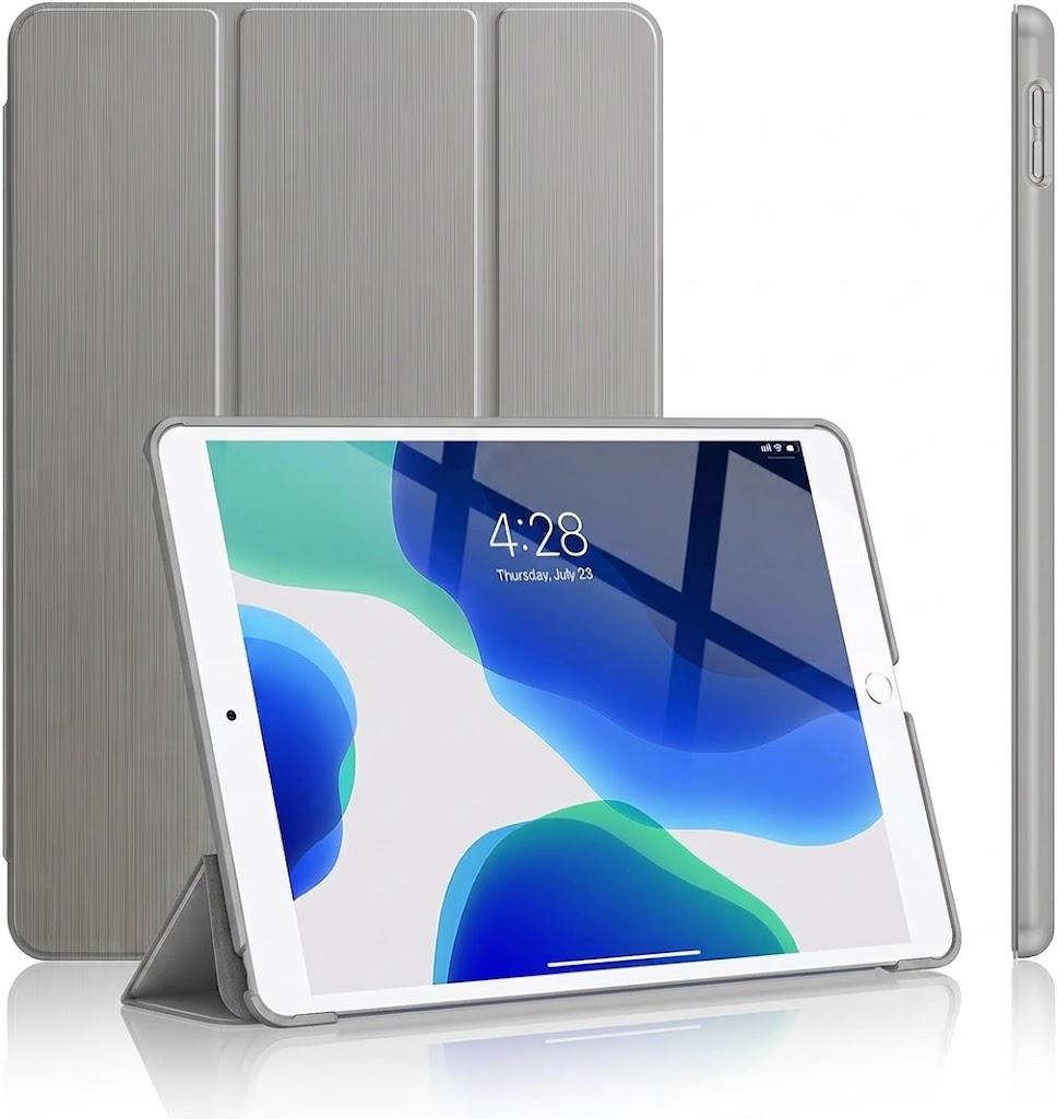 Case for iPad 9th/8th/7th Generation 2021/2020/2019, [Slim Trifold Stand + Auto Wake/Sleep], Premium Protective Hard PC Back Cover for Apple iPad 10.2 Inch (Grey)