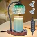 Electric Candle Warmer Lamp with TimerDimmable for Jar Scented Candles, Wax Melting Tabletop Light Suitable as a Home Decor Thanksgiving Christmas Day Gift for Women Mom, with 2 Bulbs(Glass Green)