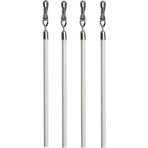 Generic White Aluminum Drapery Curtain Wand Pull Rod w/Swivel Snap & Handle White (4 Pack - 36""), Silver