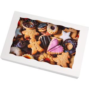 ONE MORE 15-Pack White Bakery Box12x8x2.5inch,Large Pastry Cookie Box for Donuts, Muffins with Window Lid - Auto-Pop up Paper Box Doughnut Chocolate Strawberries Treat Boxes, Pack of 15