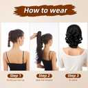 Black Ponytail Extension, 9" Short Claw Clip in Ponytail Hair Extensions Hair Piece Natural Soft Synthetic Curly Wavy Pony Tail Hair Pieces for Women